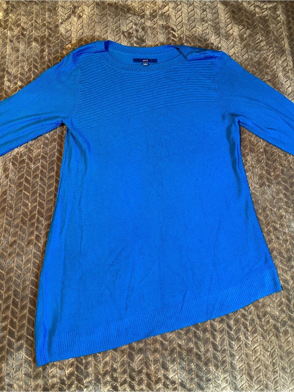 Apt. 9 Bright Blue Crew Neck Asymmetrical Knit Sweater
